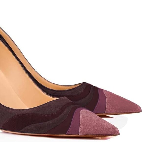 Size 13 FOWT Women Gradient Pointed Toe Kitten Heels Slip On Dress Pumps Purple - Picture 7 of 12